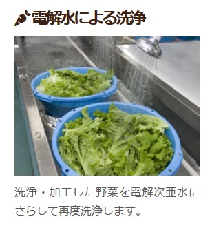 ヨシケイのカット野菜は、除菌済み。洗わずにそのまま使える。
